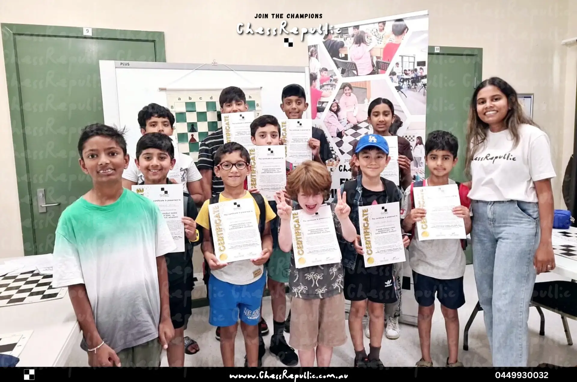 A small group of Chess Republic students after class
